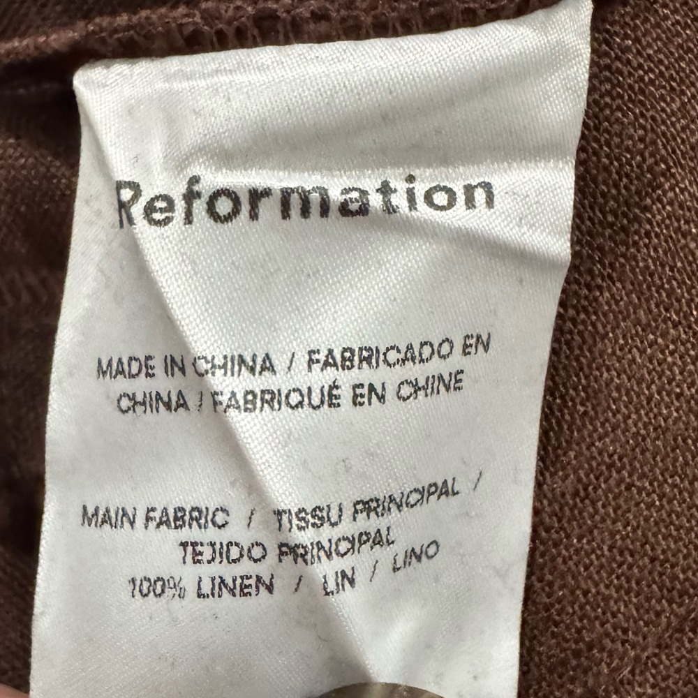 Reformation Vesta Pleated Linen High-Rise Trousers Cafe Brown Size 0 European - Picture 5 of 8